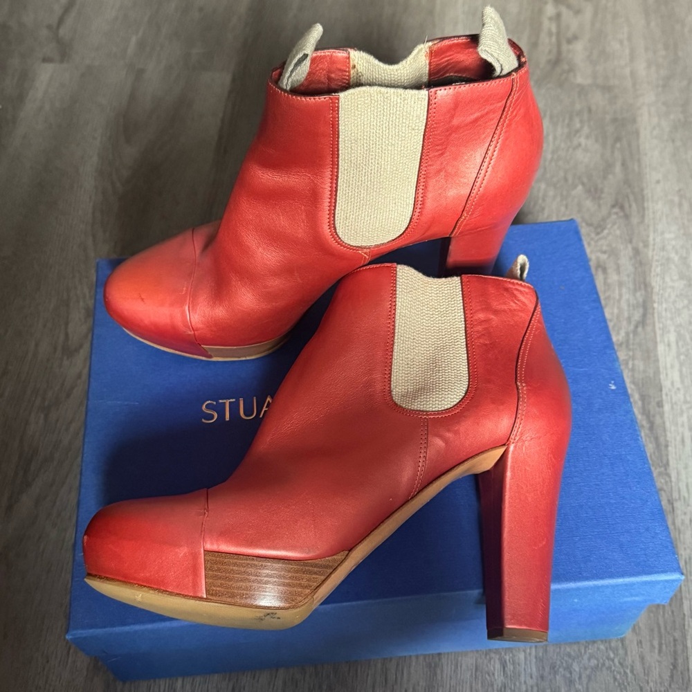 Roberto Del Carlo Orange Brown Leather Platform Ankle Boots Size IT 39 (US 9)